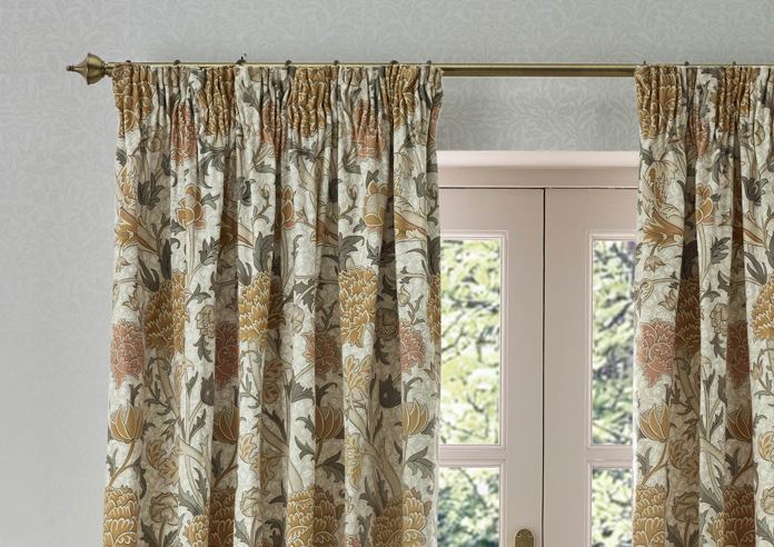 Cray Pencil Pleat, Stone/Clay - Ready Made Curtains - Image 9